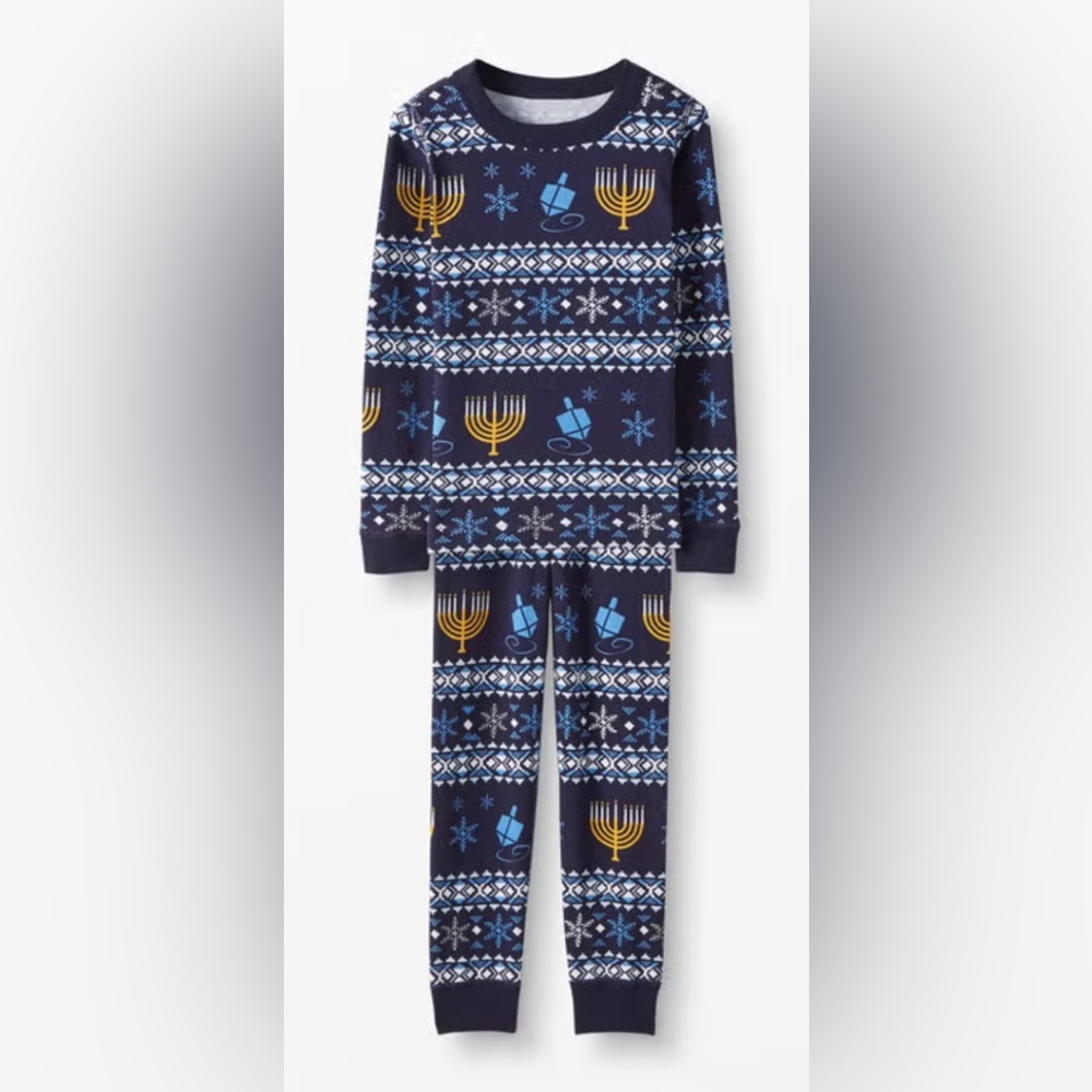 HANNA ANDERSSON Kids Eight Nights Hanukkah Pajama Set in Navy Blue Size 4